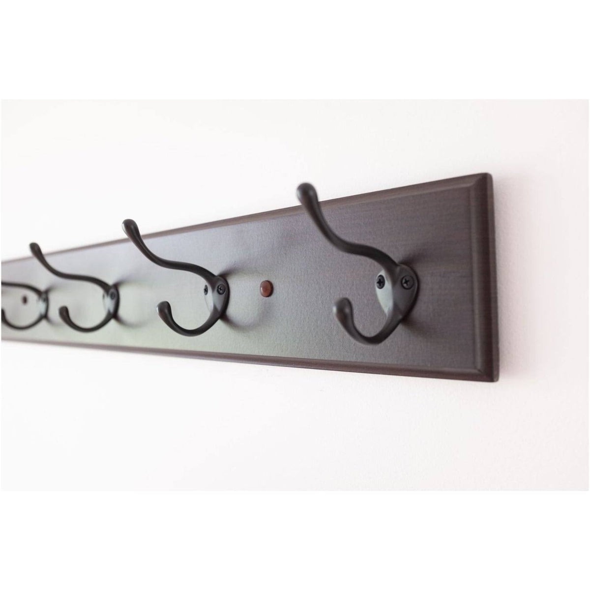 Cocoa Wood Grain Wall Coat Rack with 5 Hooks A35152