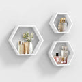 Set of 3 Black Hexagon Floating Shelves Y298525