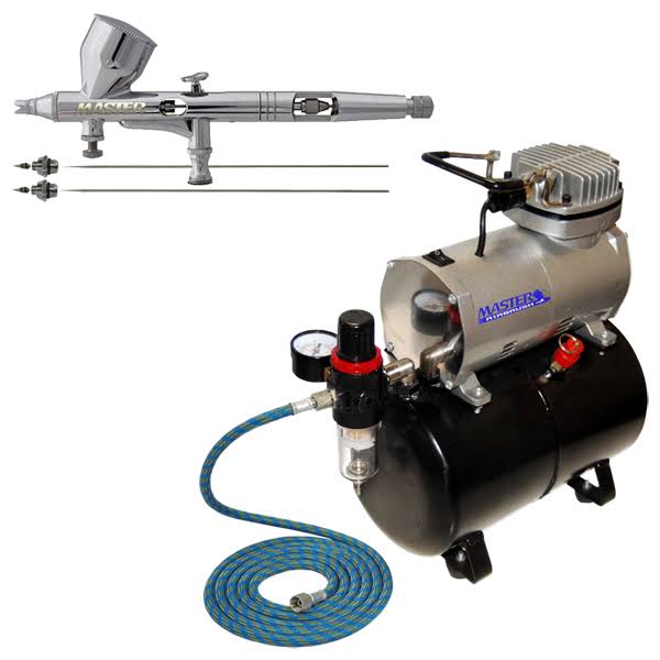 Dual-Action Gravity Airbrush Kit with Air Compressor X6243