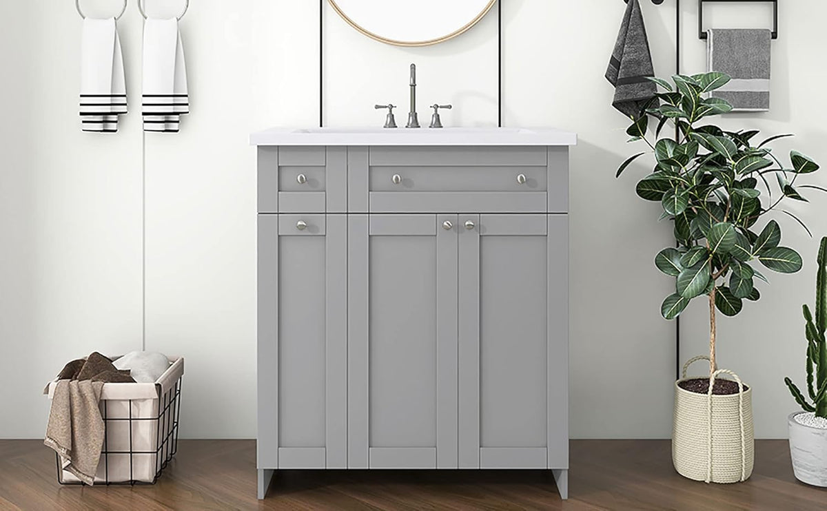 30" Grey Bathroom Vanity with Single Sink M907