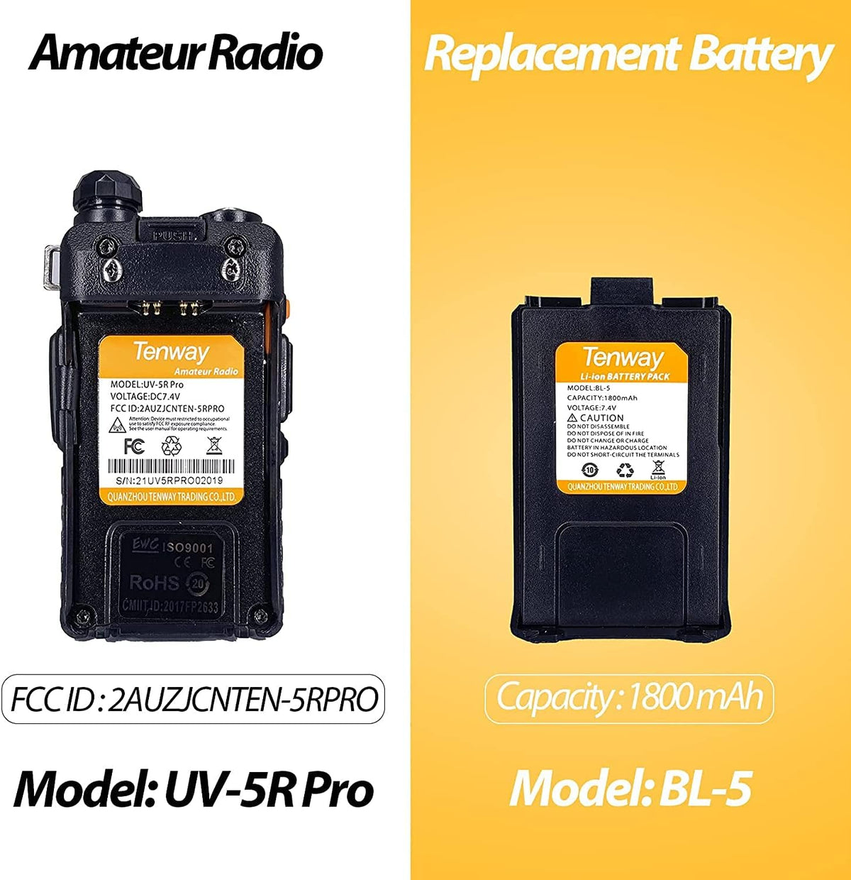 UV-5R Pro 8W Dual Band Two Way Radio 2Pack with Programming Cable P76399