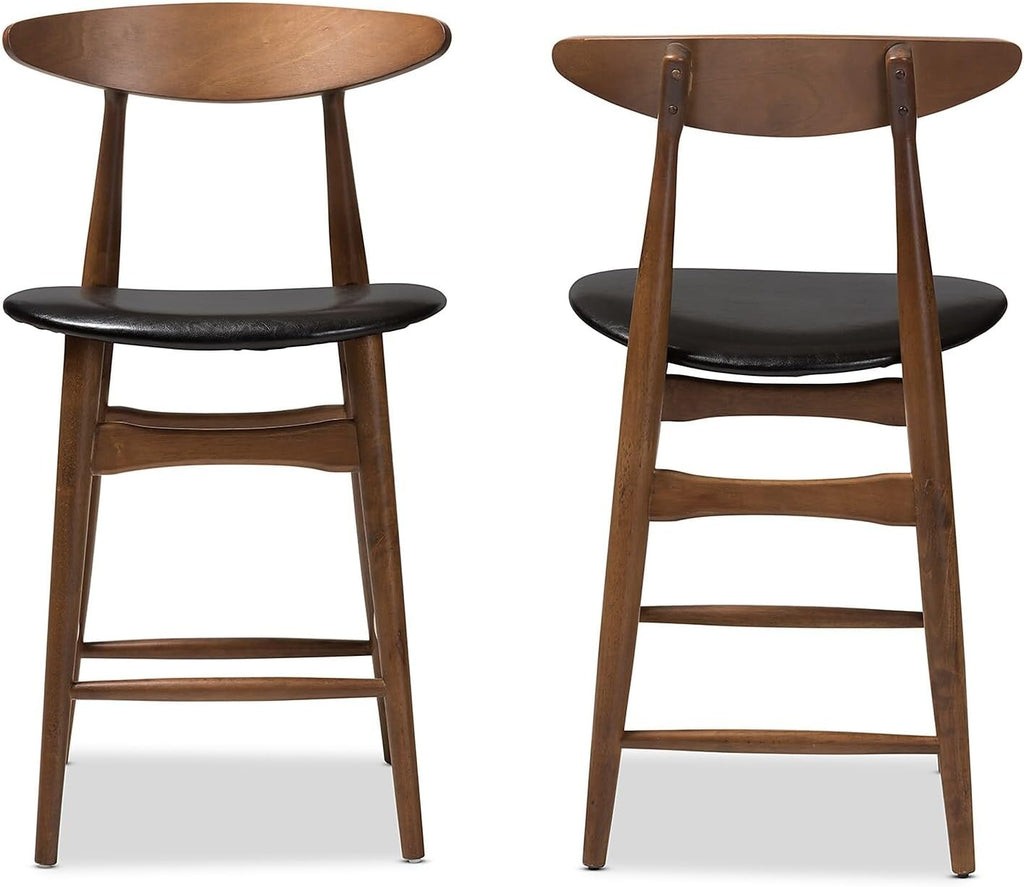 Black Faux Leather Counter Stool Set Qty 2 E393942