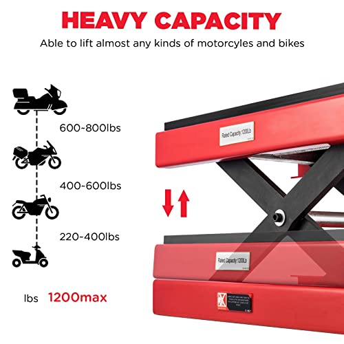 1200 LBS Steel Motorcycle Lift Scissor Jack with Wide Deck F774