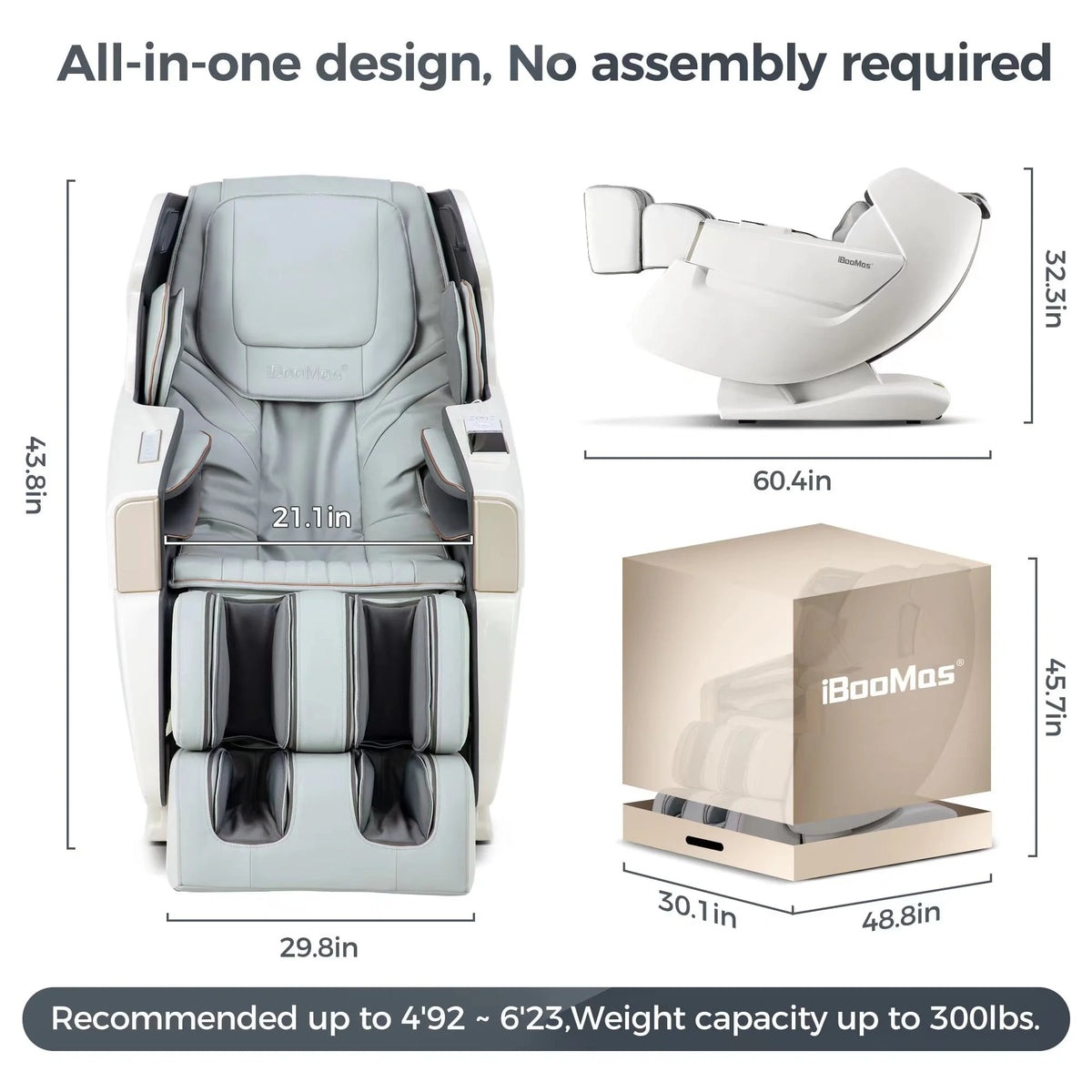 4D Full Body Zero Gravity Shiatsu Recliner with Heating White B241108