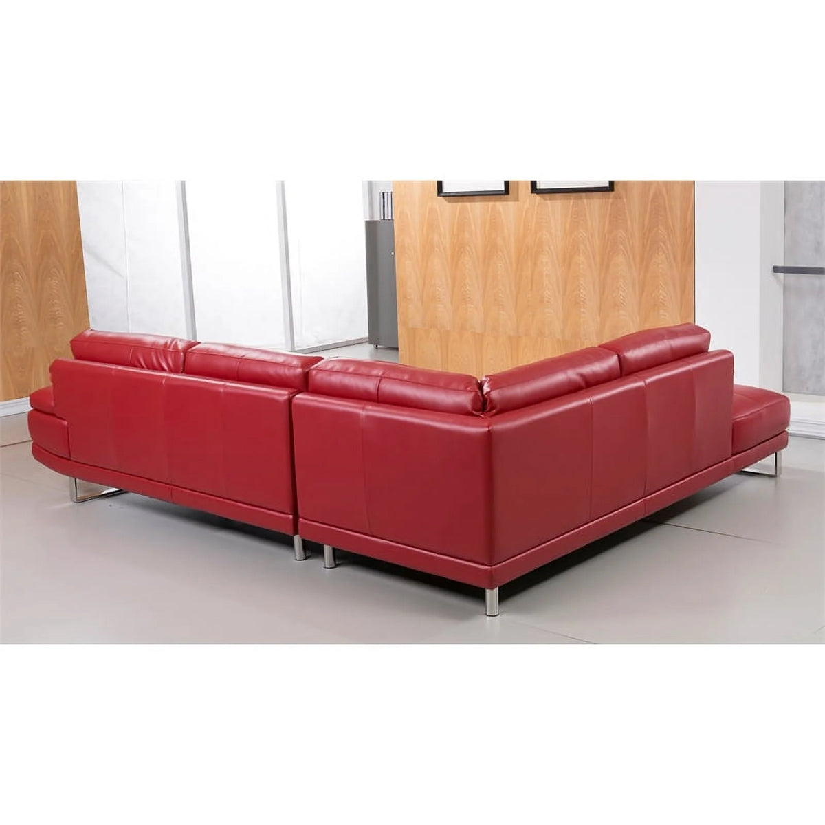 Red Italian Leather Sectional with Left Facing Chaise Z433