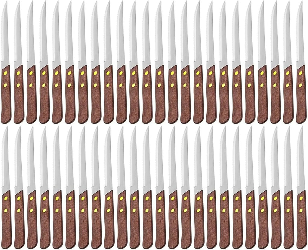 4-1/4-Inch Stainless Steel Serrated-Edge Steak Knives with Wooden Handles K13805
