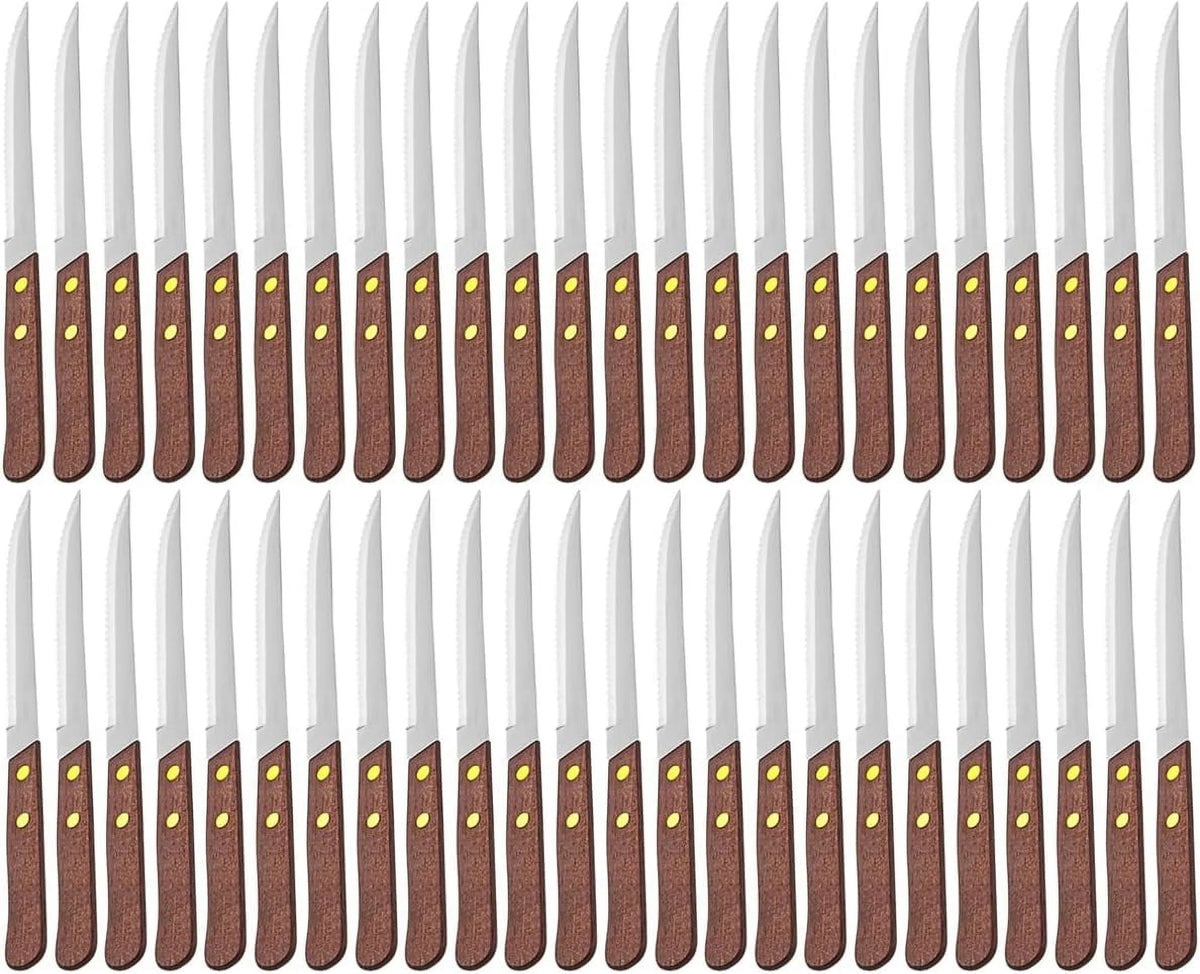 4-1/4-Inch Stainless Steel Serrated-Edge Steak Knives with Wooden Handles K13805