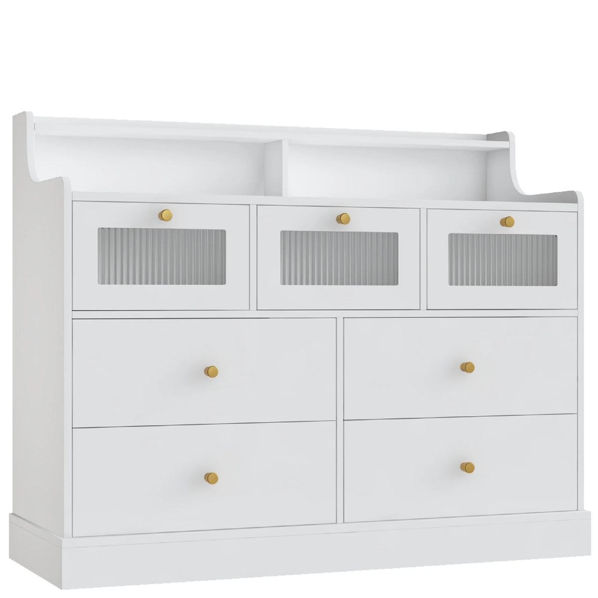 White 7 Drawer Glass Dresser L303