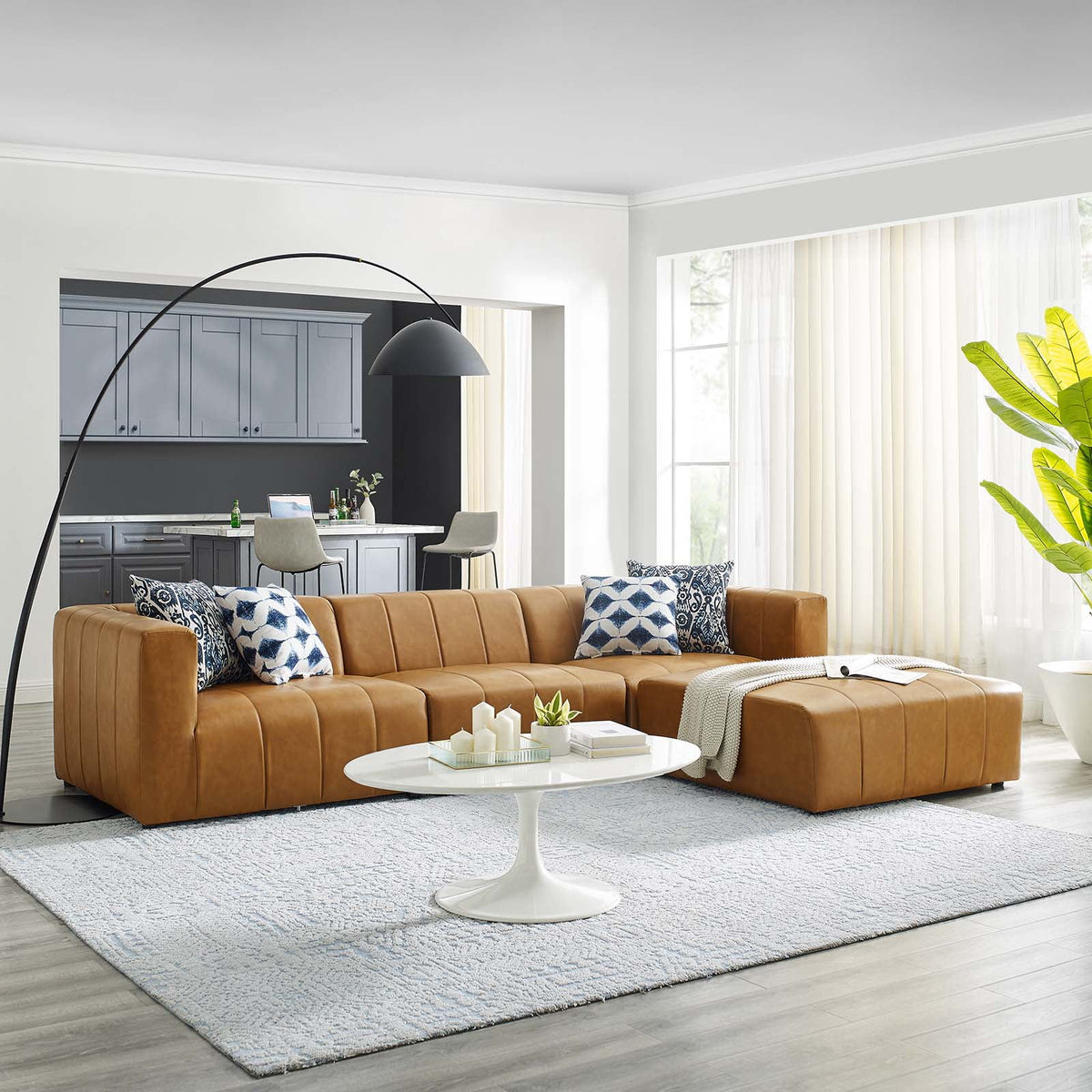 Vegan Leather 4-Piece Sectional Sofa Y32969