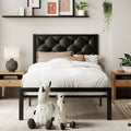Queen Size Metal Platform Bed Frame with Headboard & Underbed Storage N99763