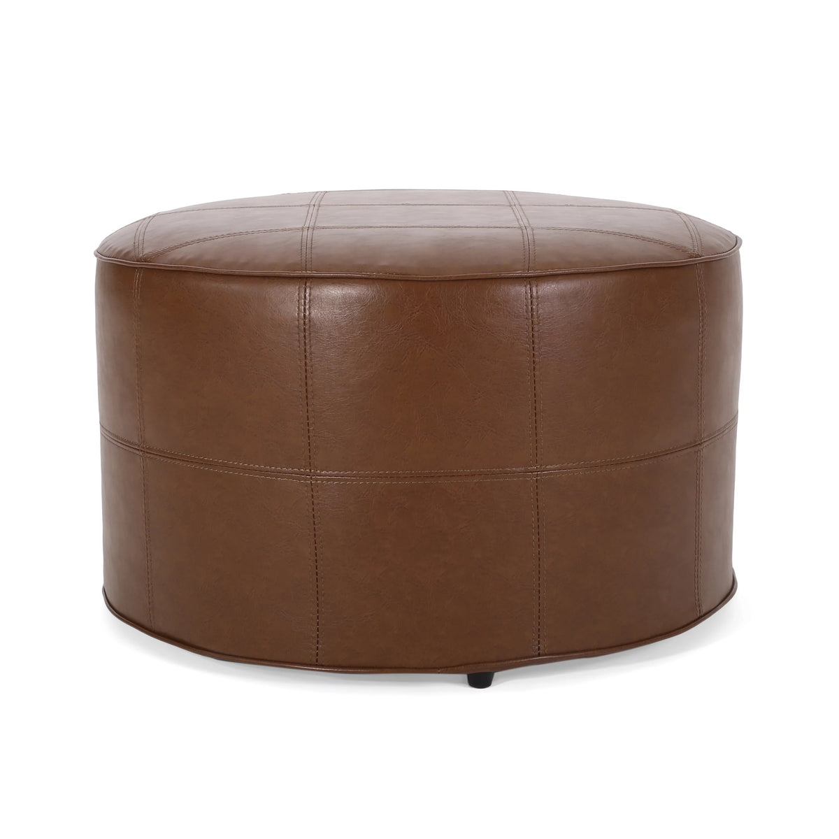 Cognac Brown Faux Leather Ottoman F7278