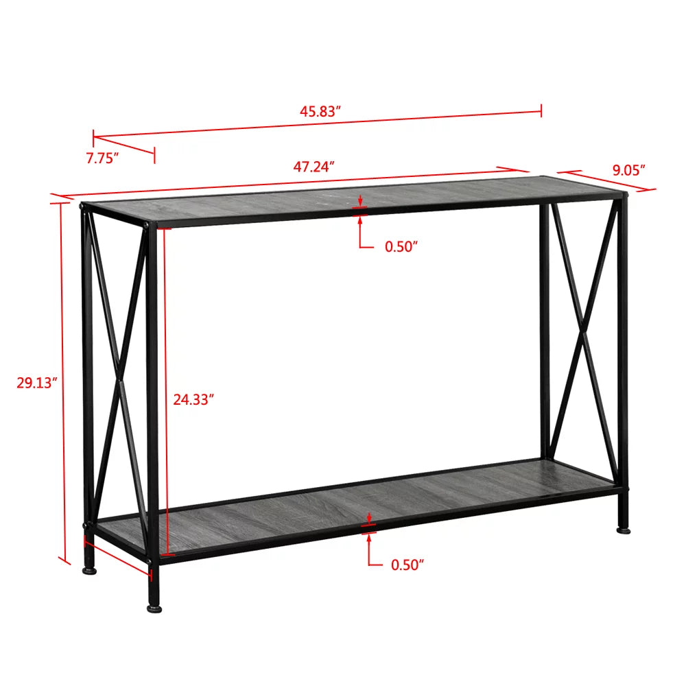 Black Narrow Console Table with Shelf L100974