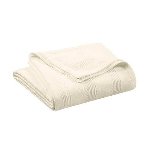 100% Cotton Twin Size Blanket (90 x 66 Inch, White) L9620