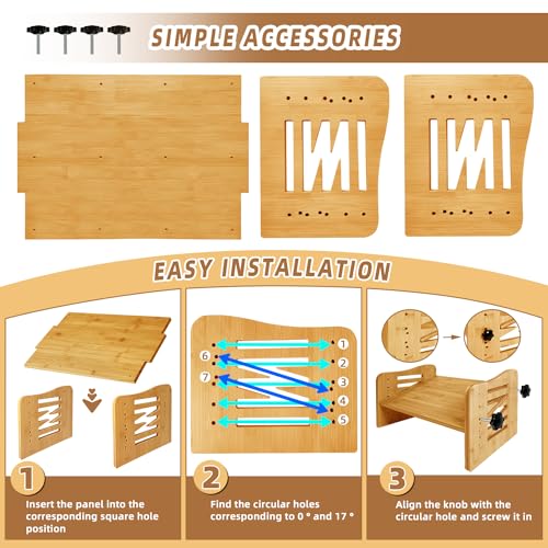 Bamboo Adjustable Under Desk Footrest with 7-Level Adjust R1205
