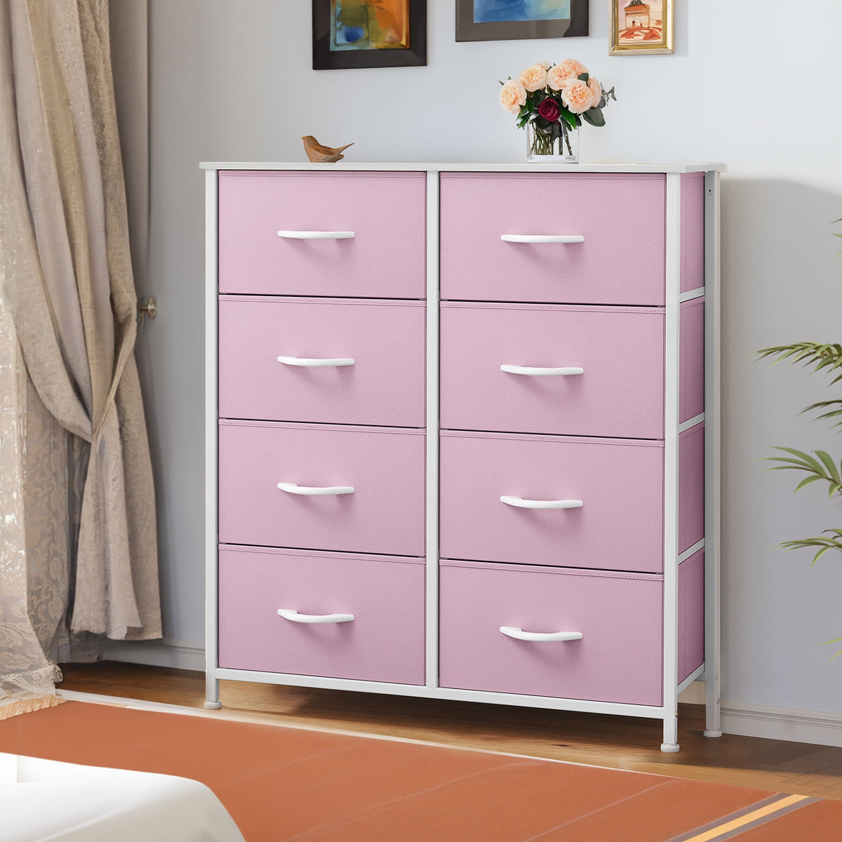 Black 8 Drawer Fabric Dresser U902