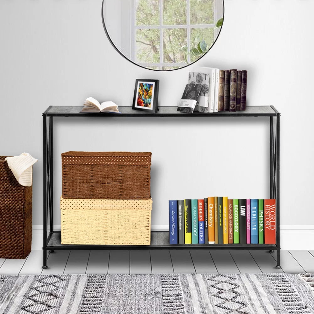 Black Narrow Console Table with Shelf L100974