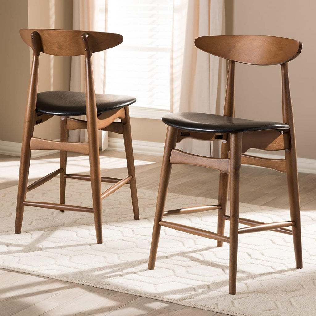 Black Faux Leather Counter Stool Set Qty 2 E393942