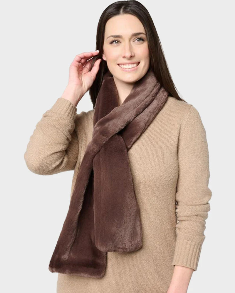 Faux Fur Pull-Through Scarf with Zipper Pocket S20993