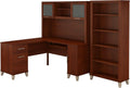 L Shaped Desk with Hutch and 5 Shelf Bookcase B240157