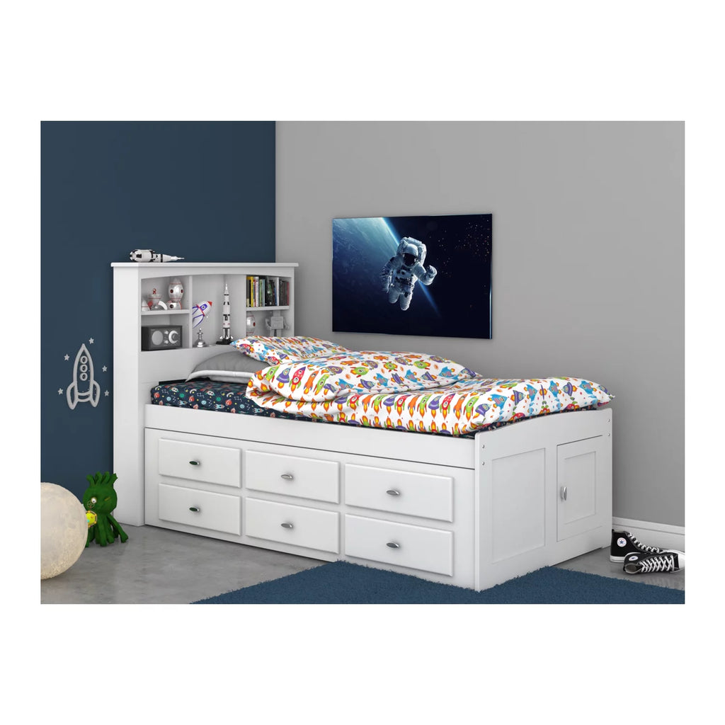 Solid Pine Bed in Casual White O7988