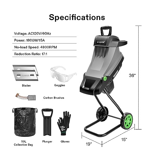 15-Amp Electric Wood Chipper Shredder with 50L Collection Bag H72748