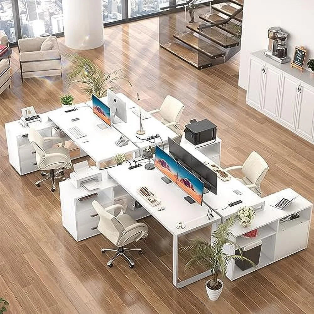 55 Inch Black L Shaped Computer Desk with File Cabinet and Drawers A2423