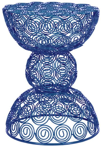 Dark Blue Iron Wire Stool P3502
