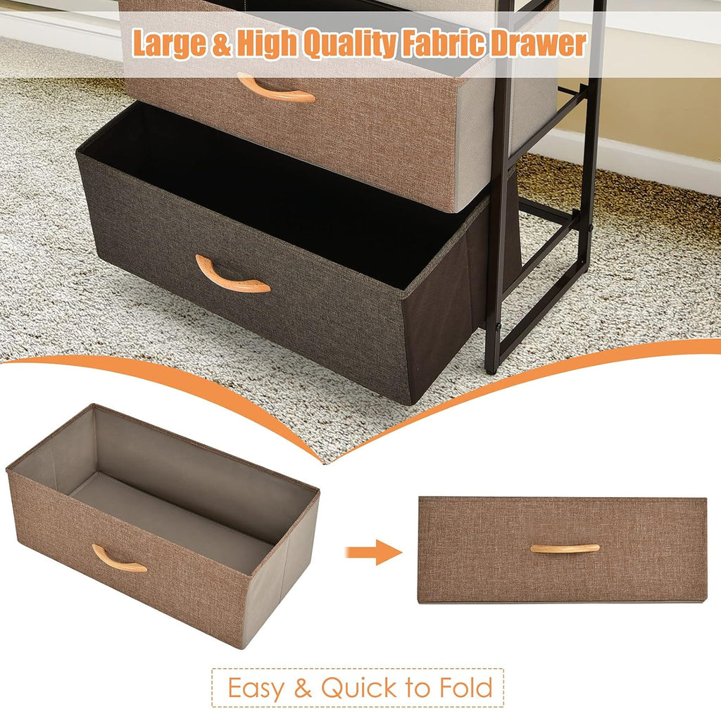 4 Drawer Fabric Dresser with Steel Frame and Wooden Top K573