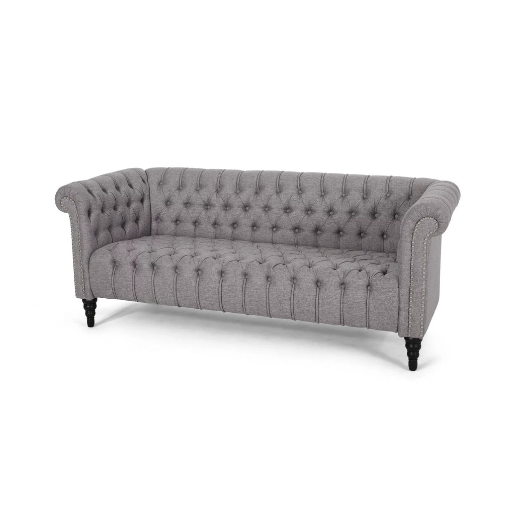 Grey Fabric Tufted 3 Seater Sofa H8243