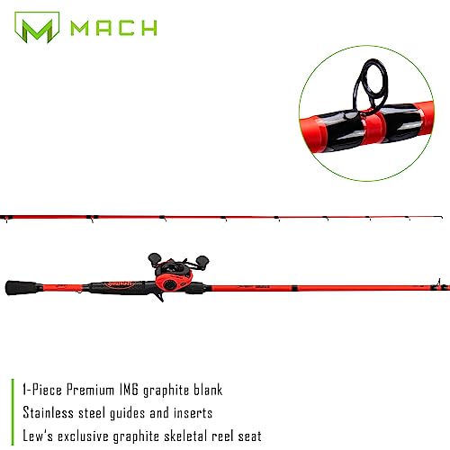 Fluorescent Red Baitcast Reel and Fishing Rod Combo H987412