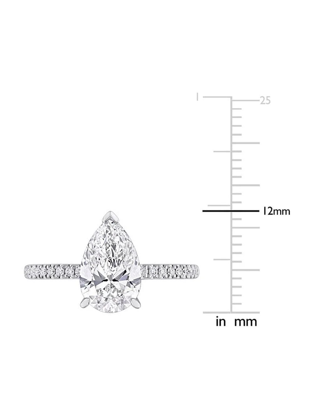 14k White Gold Pear-Cut Lab-Grown Diamond Engagement Ring Q7459