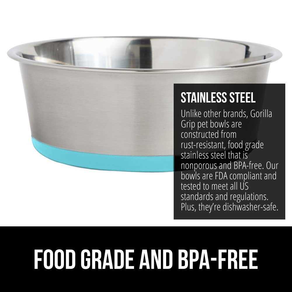 Stainless Steel Metal Dog Bowl Set of 2 with Rubber Base G3262