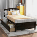 Twin Size Wood Platform Bed with Headboard and Storage L246