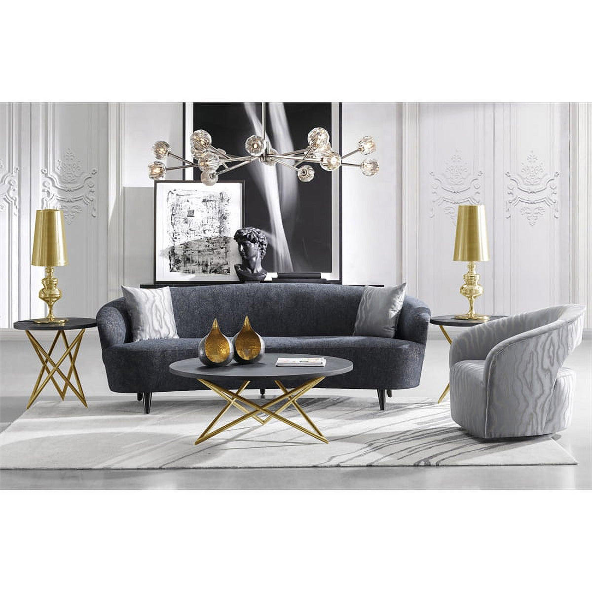 Dark Blue Fabric Loveseat Y311