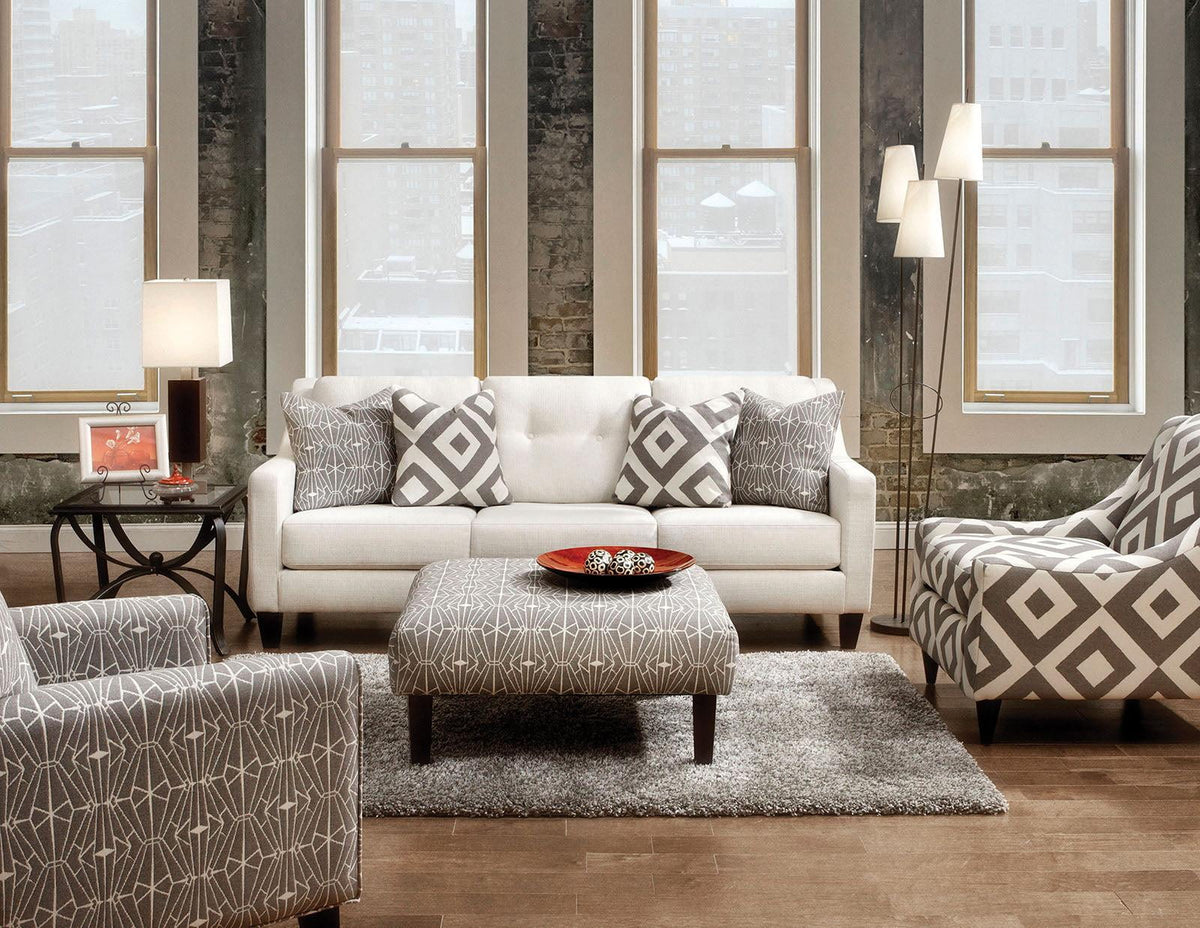 Ivory Fabric Living Room Set 3pcs Z401