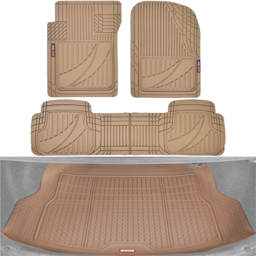 Beige Rubber Car Floor Mats with Cargo Liner Full Set C57991