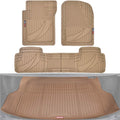 Beige Rubber Car Floor Mats with Cargo Liner Full Set C57991