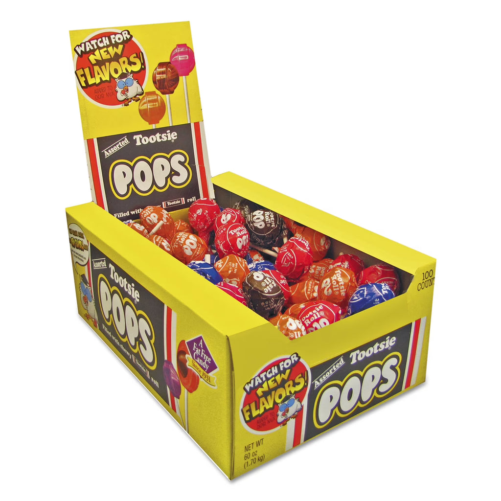 Assorted Flavors Tootsie Pops, 0.6 oz, 100/Box T274