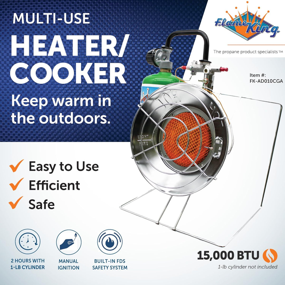 Portable Propane Heater Cooker 15,000 BTU Silver I51072