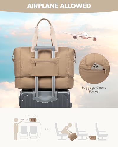 Travel Duffle Bag with Shoe Compartment, 42L Overnight Bag, 3Pcs Set E69072