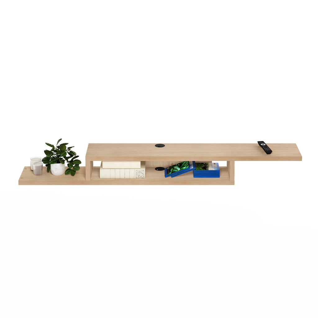 Wall Mounted Floating Media Console, 72 inch, Marcy Oak A9471