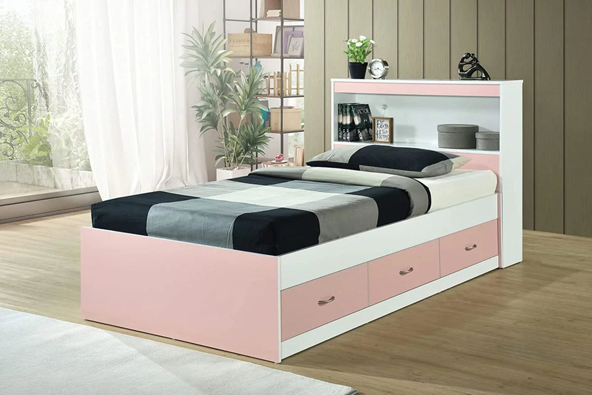 Twin-Size Captain Bed with 3-Drawers and Headboard in Mahogany S8513