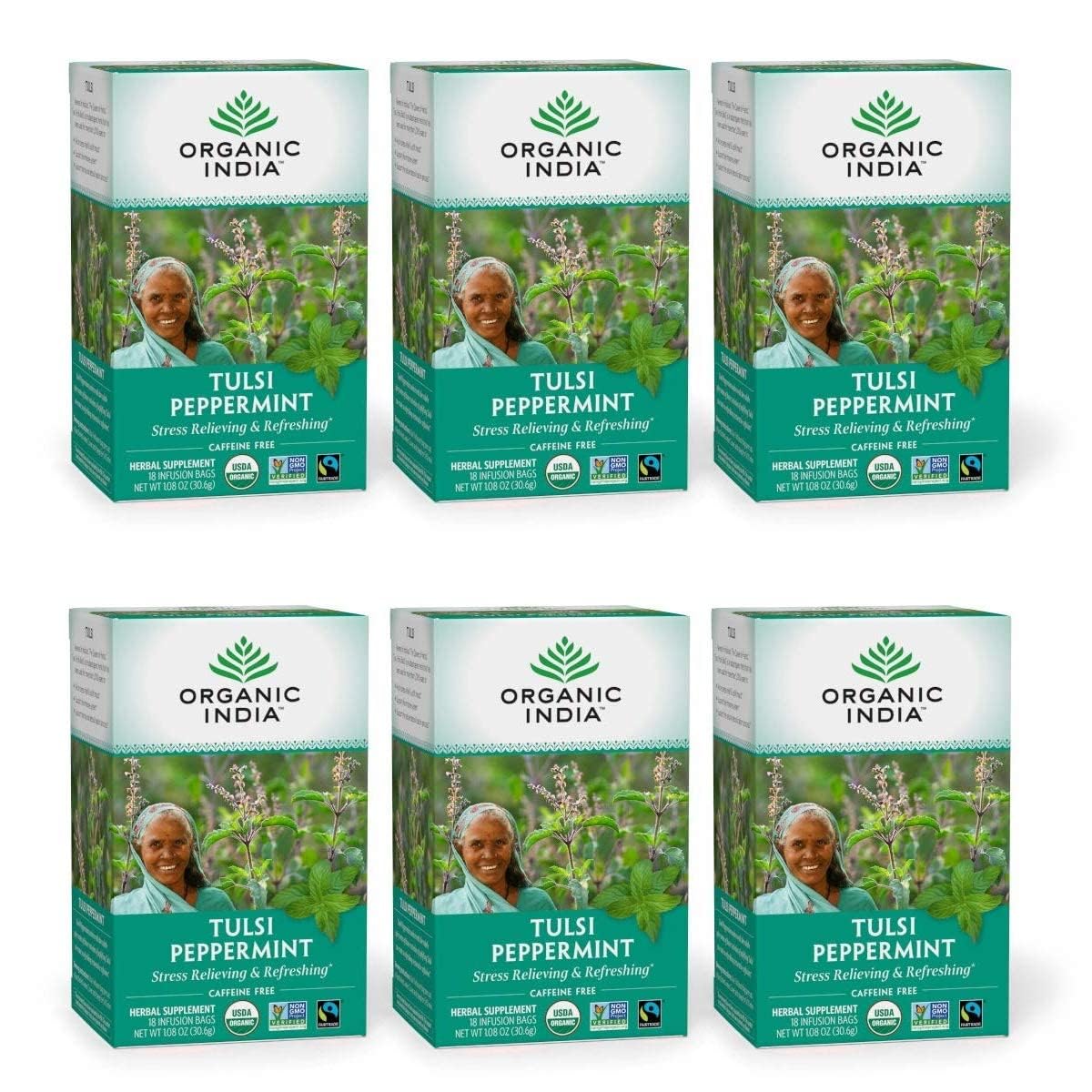Peppermint Herbal Tea, Caffeine-Free, 18 Infusion Bags, 6 Pack K47873