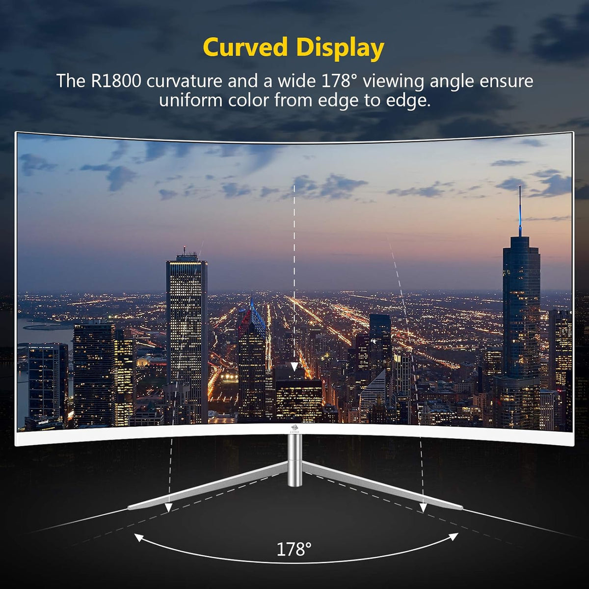 27-inch Curved Gaming Monitor, Full HD 1080P LED, 75Hz Refresh Rate, Built-in Speakers, VGA+HDMI I57918