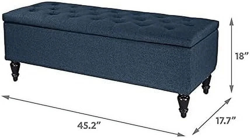 Navy Tufted Rectangular Ottoman Bench Q751