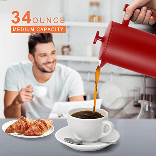 34oz Stainless Steel French Press Coffee Maker O312