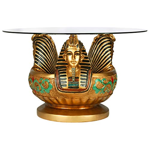 Three Heads of Tutankhamen Egyptian Coffee Cocktail Table, 31 Inch F2102