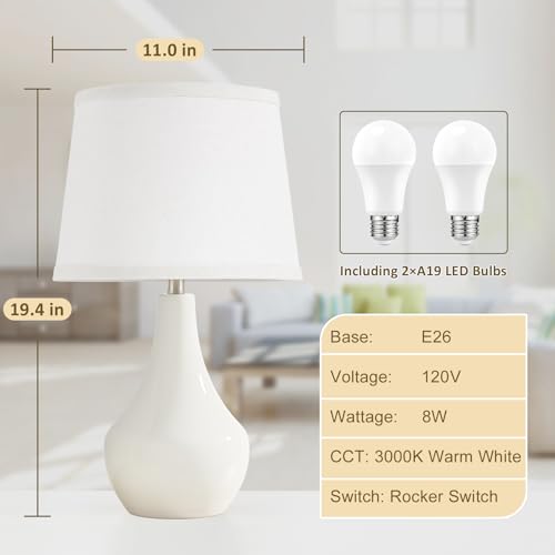 Modern Ceramic Table Lamps Set of 2 Grey Q642