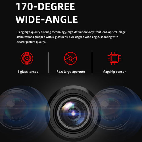 1080P FHD Front and Rear Dash Cam with 170° Wide Angle L78915