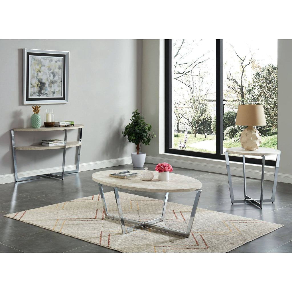 Contemporary Oval Chrome Coffee Table Q5943